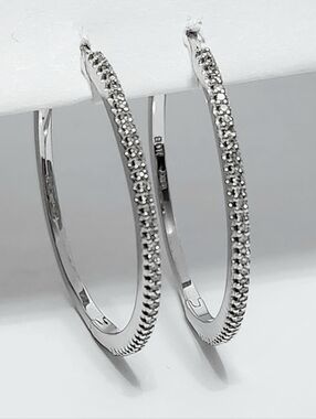 Diamond VS / G-H 14K White Gold Hoop Earrings Cerificate